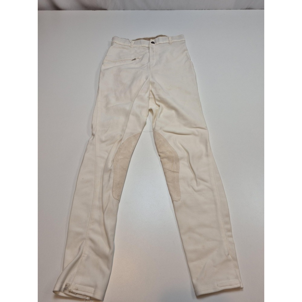 Equestrian Riding Breeches Pants Womens 28L White Nylon Knee Patch USA Horse